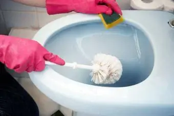 Nettoyer des toilettes avec une brosse WC