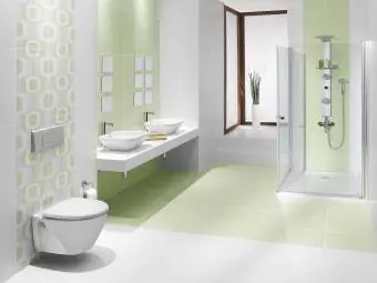 Feng shui yeşil ve beyaz banyo