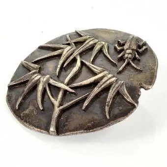 Sterling Beetle Bug Insect Button C. 1880-1890 Signed