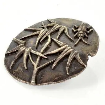 Sterling Beetle Bug Insect Button C. 1880-1890 Ստորագրված է