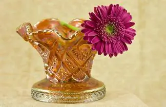 Rožnata marjetica v pustni stekleni vazi