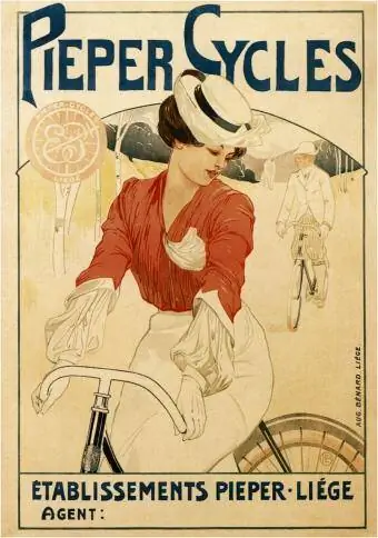 Pieper Cycles, 1900. Daripada koleksi peribadi. Artis Berchmans, Emile (1867-1947) - Penggunaan Editorial Getty