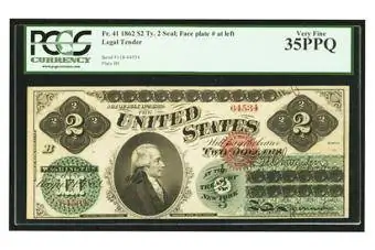 Kahden ensimmäisen dollarin seteli