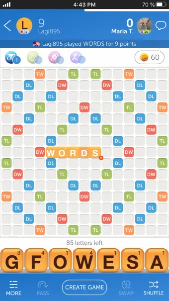 Képernyőkép a Words with Friends 2-ről