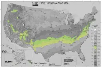 USDA Өсүмдүктөрдүн Hardiness Zone картасы - Zone 7