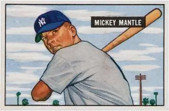 1951 การ์ดมือใหม่ Bowman Mickey Mantle
