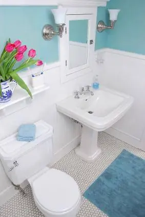 petite salle de bain bleue
