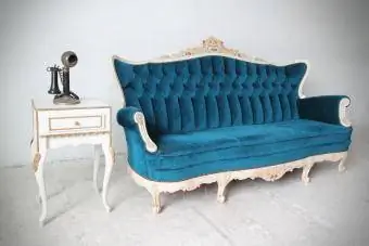 antiikki sinivihreä sohva