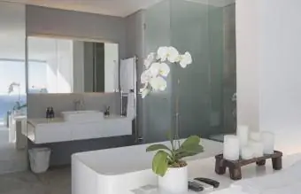 luksusa mājas vitrīna interjera vannas istaba