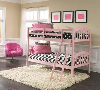 Storkcraft Hardwood Pink Twin Bunk Beds