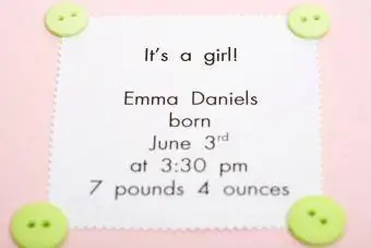 Pink baby birth announcement