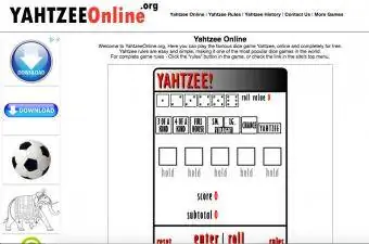 Skärmdump av Yahtzee-spelet på yahtzeeonline.org