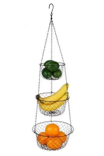 Tai-ying 3-Tier Wire menggantung bakul buah