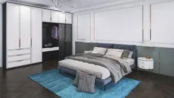 dormitorio con closet pintado de negro