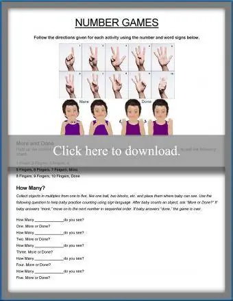 Φύλλο εργασίας για παιχνίδια αριθμών ASL