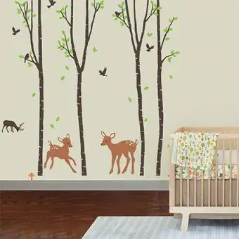 ציור קיר יער עץ ליבנה