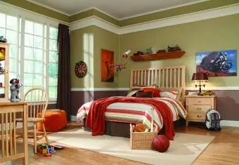 комната для мальчика в коричневых, оранжевых и коричневых тонах