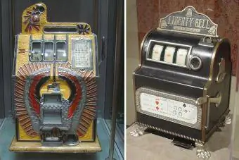 två vintage spelautomater