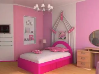 όμορφη ροζ κρεβατοκάμαρα