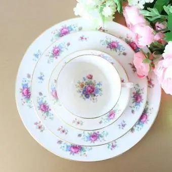 1950-yillar Lenox China Rose J-300 ovqat idishlari to'plami