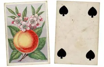 Carta da gioco vittoriana con quattro di fiori