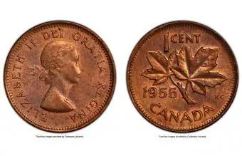 1955 Penny sin pliegue en el hombro