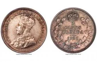 Kanada, George V 5 centi 1921