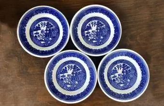 4 Vintage Buffalo China Blue Willow Ware